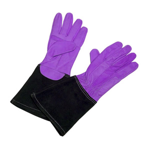 Gants de soudage TIG en cuir de chèvre et croûte de cuir de vache renforcés de qualité supérieure, ignifuges, pour la sécurité industrielle et la lutte contre les incendies - Product Image 4