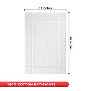 White Rectangle Cotton Bath <b>Mats</b> 2-Piece <b>Set</b> Classic Geometric Design Non-Slip Rubber Backing Machine Washable Home Use - Product Image 5
