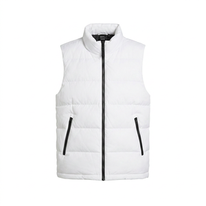 Mens Black Padded Puffer Gilet High Collar Front Zipper Sleeveless <b>Quilted</b> Vest for Everyday <b>Winter</b> Outerwear Wholesale Apparel - Product Image 1