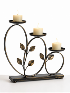 Porte-bougie en métal doré moderne, grand support décoratif pour bougies, pour table, décoration intérieure, centre de table de salle à manger, décoration d'appoint - Product Image 6