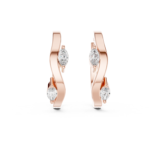 Ensemble de boucles d'oreilles simples en or rose 18 carats serties de diamants marquise cultivés en laboratoire certifiés IGI pour un usage quotidien, des événements élégants et un cadeau économique - Product Image 1