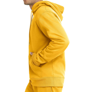 เสื้อฮู้ดผู้ชายแบบสวมหัวทรงปกติสั่งทำขายส่ง ผ้าเฟรนช์เทอร์รี่ โพลีเอสเตอร์/คอตตอนฟลีซเนื้อหนา สีพื้น สไตล์สตรีทแวร์ - Product Image 3