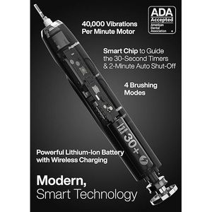 Spazzolino Elettrico Aquasonic Black Series Approvato ADA, Ultra Sbiancante con 8 Testine e Custodia da Viaggio, 40.000 VP - Product Image 2