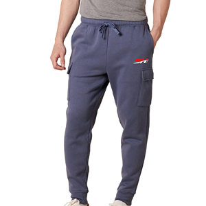 Men's Blue Cargo Jogger Sweatpants Elastic Waist <b>Drawstring</b> Multiple Pockets Casual Fleece Pants Autumn Wear Cargo <b>Trousers</b> - Product Image 1