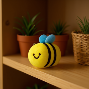 Adorno decorativo de abeja ILAN, 1 unidad, amarillo con alas azules, para decoración del hogar - Product Image 3