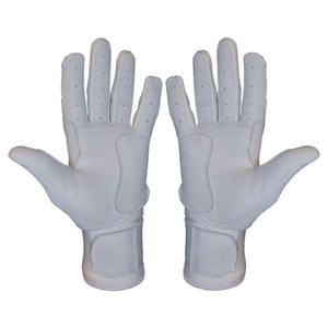 Custom All <b>White</b> Leather Baseball Batting Gloves Breathable Perforated Fingers Textured Palm Grip Adjustable Wrist Strap - Product Image 2