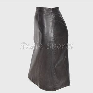 Jupe en cuir véritable de haute qualité pour femmes, mini, hiver, confortable, respirante, brillante, antistatique, dernière collection - Product Image 3