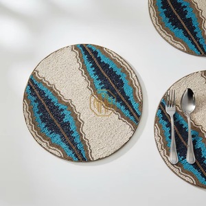 handmade beaded table placemat <b>Mat</b> <b>Mat</b> featuring a butterfly design Butterfly Design Embroidered Dining <b>Mat</b> - Product Image 1