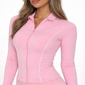 Conjunto Deportivo Rosa para Mujer, Chaqueta con Cremallera Completa, Pantalones Anchos, Transpirable, Estilo Deportivo, Color Sólido, Corte Regular, Ropa de Primavera - Product Image 4
