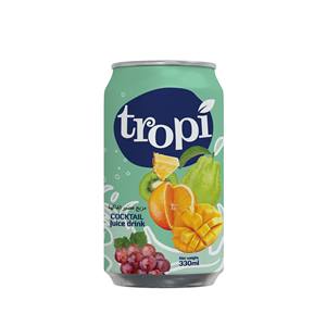 Boisson Tropi Juice 330ml en canette aluminium, 100% purée de fruits, faible en gras, stérilisée, saveurs de goyave, mangue et pastèque fraîchement pressées - Product Image 1