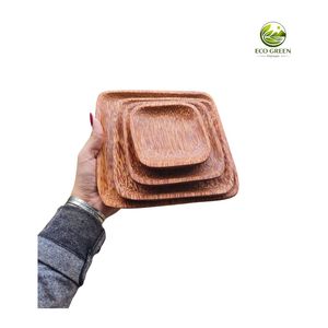 Juego de 5 Platos Redondos de Madera para Servir, Diseño Minimalista Ecológico, Patrón Sólido, Acabado Pulido - Product Image 5