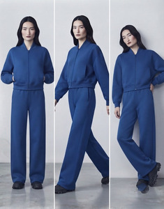 <b>Women's</b> Plus Size Double Zipper 2-in-1 Design Heavyweight Loose Fit Tracksuit Set Wide Leg Sweatpants Casual Winter - Product Image 5