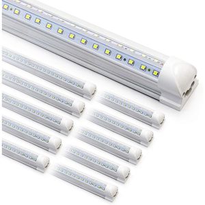 Confezione da 10 Tubi LED Integrati T8 da 8ft 90W 6500K 12000LM, Plafoniera a V per Negozio con Copertura Trasparente, LED ad Alta Potenza - Product Image 1