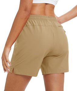 Shorts de course personnalisés pour femmes, shorts de randonnée d'été, shorts de sport décontractés de voyage avec poche, cordon de serrage, taille élastique, couleur unie - Product Image 2