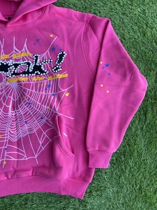 เสื้อฮู้ดสีชมพูขนาดใหญ่พิมพ์ลายใยแมงมุมประดับเพชรเทียม สไตล์ยูนิเซ็กส์ Y2K สตรีทแวร์สำหรับฤดูใบไม้ร่วง - Product Image 5