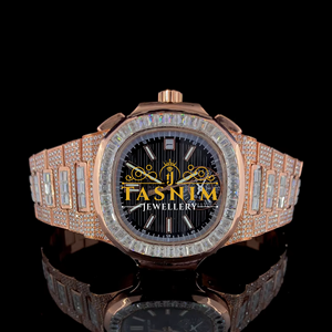 Montre de sport carrée pour homme en acier inoxydable avec verre, entièrement sertie de diamants Moissanite VVS, mouvement à quartz, style affaires et mode - Product Image 1