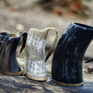 Viking Culture Ox Horn Mug for Beer <b>Drinkers</b> with Customizable Features Viking Horn Mug - Product Image 2