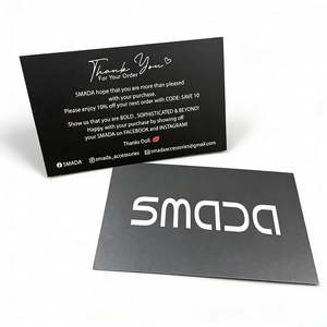 Tarjetas de Agradecimiento de Papel Reciclado Negro Mate de 300 g/m² con Logotipo Personalizado en Espejo Inverso, Cupón de Descuento - Product Image 1