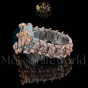 <b>Rose</b> <b>Gold</b> Tone Stainless Steel Watch Bracelet Mechanical Analog <b>Dress</b> Date Full Diamond Look Crystal Dial Jewelry Style Party - Product Image 2