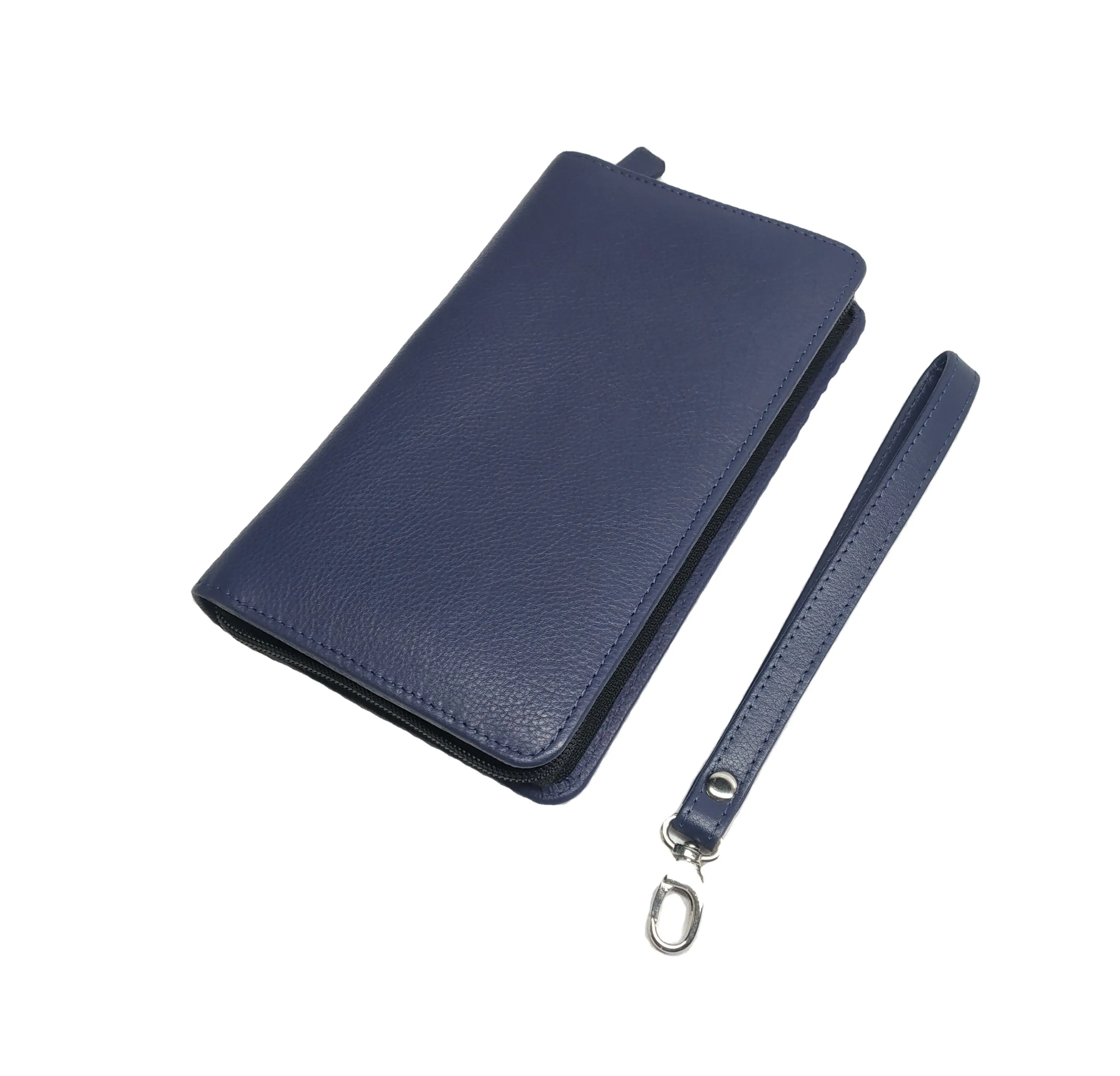 Wholesale Custom Leather Passport Mobile Ticket Credit Card Check Book Holder Cover Travel Wallet with Wristlet RFID Block