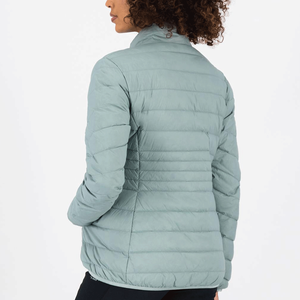 Chaqueta Acolchada Ligera para Mujer, Cuello Alto, Cierre de Cremallera, Manga Larga, Color Sólido, Cortavientos - Product Image 2