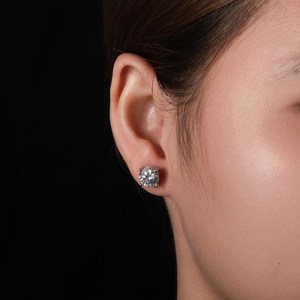 925 Sterling Silver 1.00+1.00CT Round Cut Moissanite Diamond <b>Stud</b> Earrings Classic 4 Prong Setting Women Fine Jewelry Gift - Product Image 5