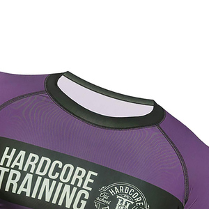 Haut de compression à manches longues pour entraînement hardcore, violet et noir, séchage rapide, pour MMA, unisexe adulte - Product Image 5