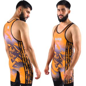 Blaze Fight Wear Custom Sportswear Tight Gym Singlet Wrestling Sleeveless <b>Bodysuit</b> Knitted Washed Breathable Sublimation Blank - Product Image 2