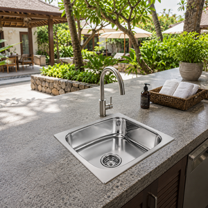 Square Steel Single Bowl Undermount One Polished Kitchen <b>Sink</b> Countertop Basin Washable Lightweight Modern 5 Year Warranty Home - Product Image 3