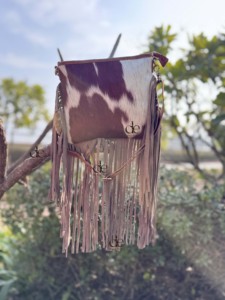 Sac à bandoulière unique en cuir de vachette à franges, style bohème vintage, avec poils, pour femme - Product Image 5