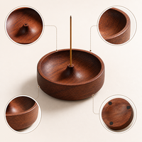 Support d'encens rond en bois massif avec un seul trou, aromatique, durable, fait à la main