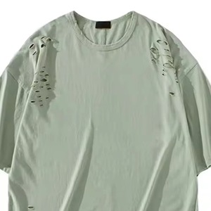 T-shirt surdimensionné à col rond en toile de haute qualité, coupe classique, broderie personnalisée, pour homme - Product Image 3