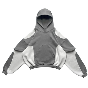 Custom Premium Oversized Panel <b>Work</b> Hoodie Heavy Wight 100% Cotton <b>Fleece</b> Top Quality Knitted Pullover Hoodie For Unisex - Product Image 1