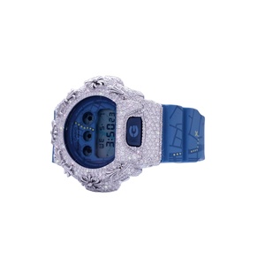 Exclusive Round Dial Analog Moissanite Diamond <b>Watch</b> with Glass Crystal Metal <b>Case</b> Rubber Band All Occasion - Product Image 2