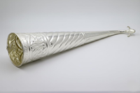 Gaumukhi Shringi en argent allemand, pour la Puja traditionnelle hindoue, les rituels de prière au temple et la décoration spirituelle de la maison