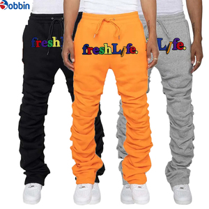 Pantalones deportivos de hombre de última tendencia, personalizados, estilo apilado, acampanados, de cintura media, estilo hip hop, pantalones de chándal acampanados. - Product Image 2