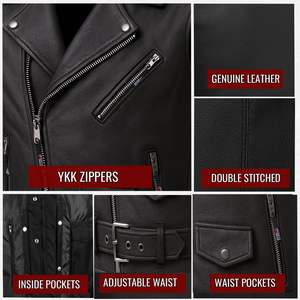 Chalecos de Motocicleta de Cuero Clásico Buffalo para Hombre, Chaleco Vintage Cruiser para Motociclistas, Estilo Urbano para Clubes - Product Image 4