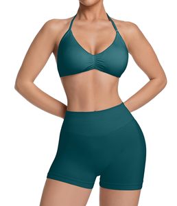 Two Piece Workout Sets Breathable Spandex Yoga Sets For Women Tank Top Matching High Waist <b>Booty</b> Lifting Shorts Gym Yoga Active - Product Image 1