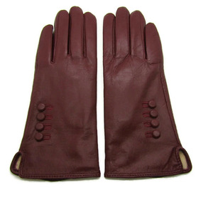 Gants d'hiver en cuir de mouton bordeaux, longueur poignet, style uni, non doublés, conception thermique pour un usage quotidien - Product Image 3