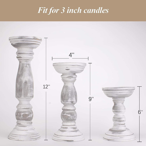 Candelabro de Madera Rústico Vintage Blanco Pulido Personalizado, Ecológico, para Centro de Mesa, Decoración del Hogar - Product Image 4