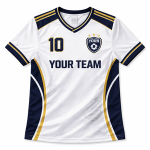 เสื้อฟุตบอลแบบกำหนดเองสำหรับสโมสรและทีม  แบบสั้น แห้งเร็ว ระบายอากาศได้ดี ผลิตจากผ้าโพลีเอสเตอร์ 100%  แบบซับลิเมชั่น พิมพ์ชื่อและหมายเลขผู้เล่น  มีไซส์ใหญ่พิเศษ - Product Image 1