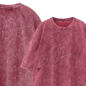 Camiseta de hombre personalizada oversize con efecto lavado y desgastado, estilo streetwear hip hop, corte holgado, bajo deshilachado, grunge, manga corta, para verano - Product Image 6