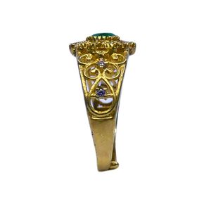 Wedding Wear 925 Sterling <b>Silver</b> Gold Plated Jewelry <b>Emerald</b> White Topaz Gemstone Women Wear Classic <b>Ring</b> - Product Image 3
