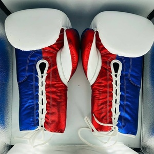 Gants de boxe professionnels personnalisés avec logo, en cuir, imperméables, sangle de poignet réglable, fermeture à boucle antidérapante, entraînement, sparring - Product Image 2
