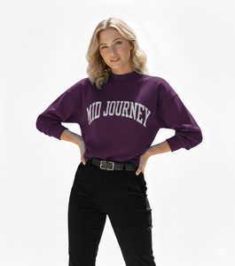 Sudadera de cuello alto extragrande para mujer, con logo frontal, 100% algodón, forro polar cálido, color liso, ecológica, casual y elegante. - Product Image 3
