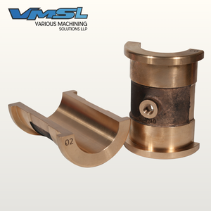 Cojinete de eje de bronce, latón y acero inoxidable de alta resistencia, tipo inserto de bloque de almohada, mecanizado por CNC y por electroerosión por hilo. - Product Image 3