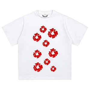 T-shirt pour homme à motif abstrait à pois blancs, manches courtes, col rond, coupe classique, 100% coton jersey, design imprimé - Product Image 5