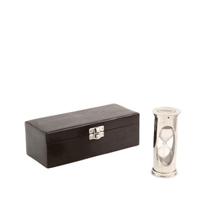 Reloj de Arena Decorativo de Metal Blanco con Caja de Madera Personalizada, Precio de Fábrica, Soporte OEM - Product Image 1