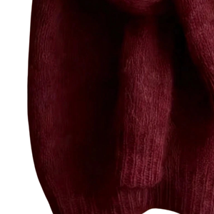 Suéter de Punto Grueso de Lana/Acrílico Color Borgoña, de Secado Rápido y Antipilling, Cuello Redondo, Manga Larga, para Mujer, Ropa Casual de Invierno - Product Image 6