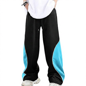 Pantalon de survêtement homme color block, taille élastique, coupe décontractée ample, côtés respirants, en polyester, style printemps - Product Image 2